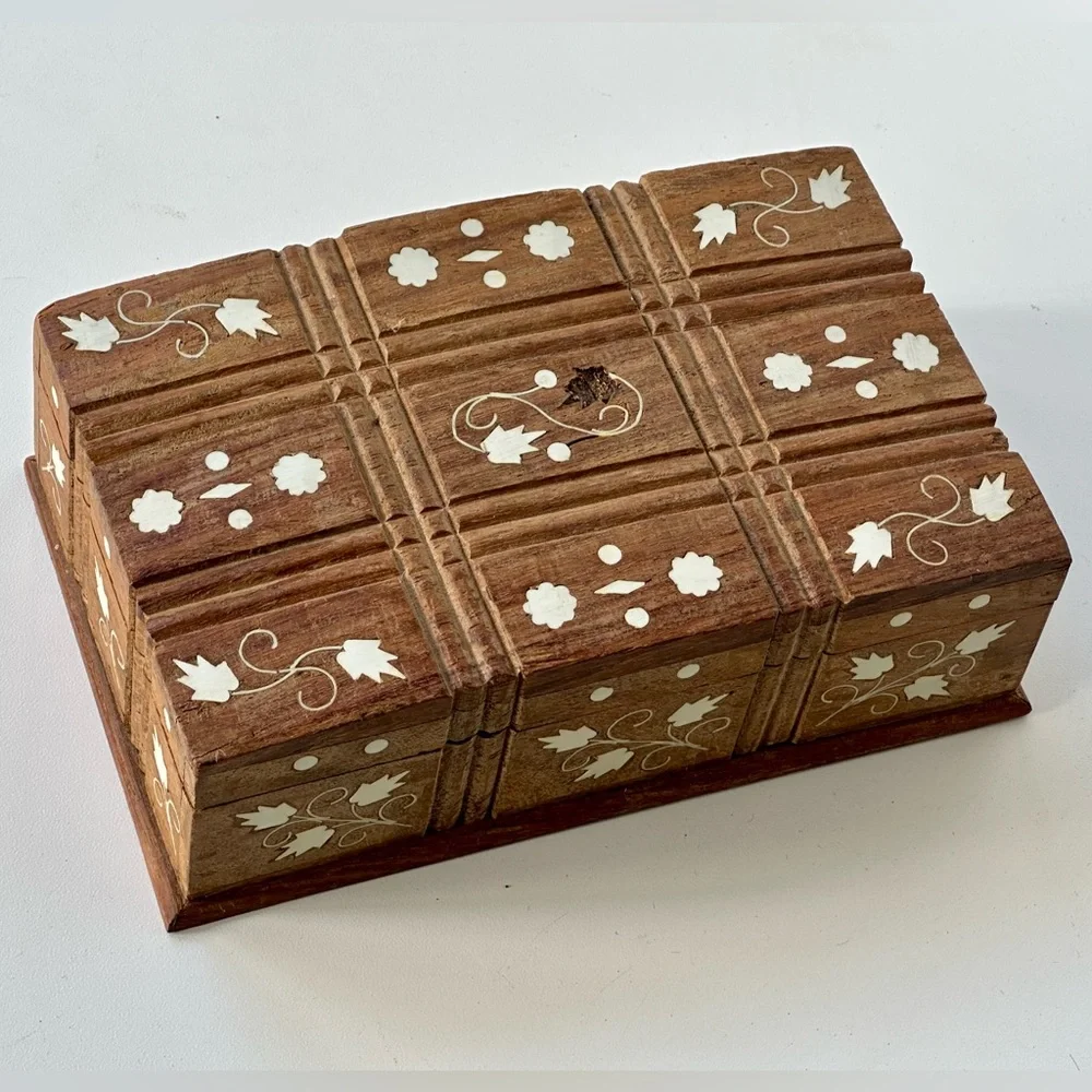 Jewelry box, wood & bone, 8”x50x3”